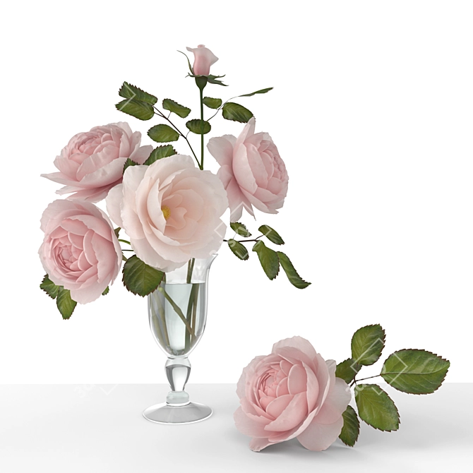 Elegant Rose Bouquet 3D model image 1