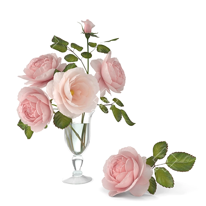 Elegant Rose Bouquet 3D model image 6