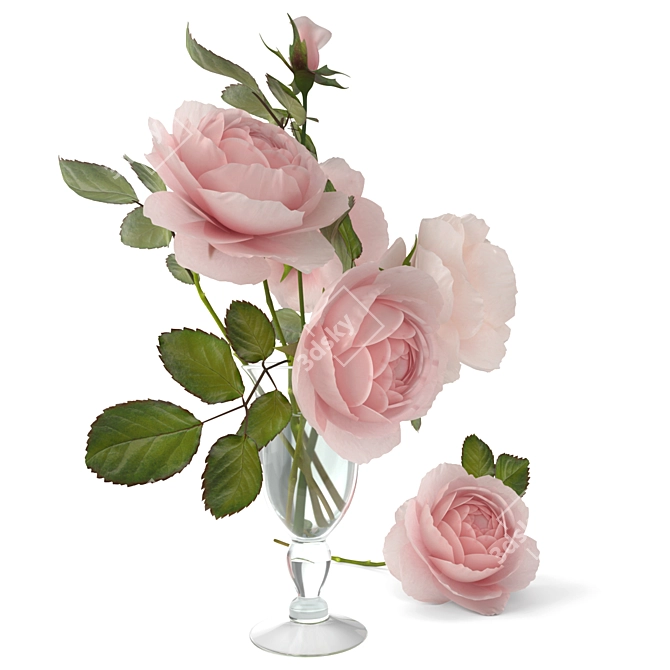 Elegant Rose Bouquet 3D model image 7