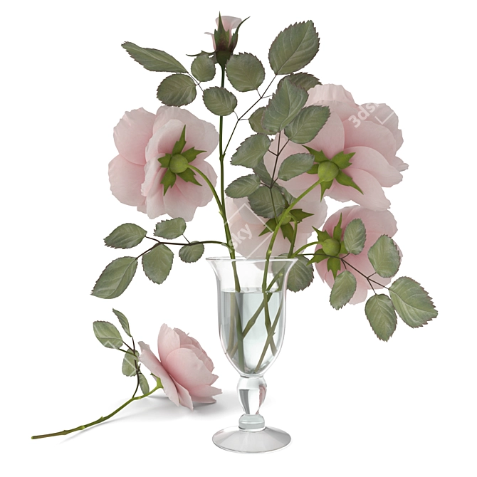 Elegant Rose Bouquet 3D model image 8