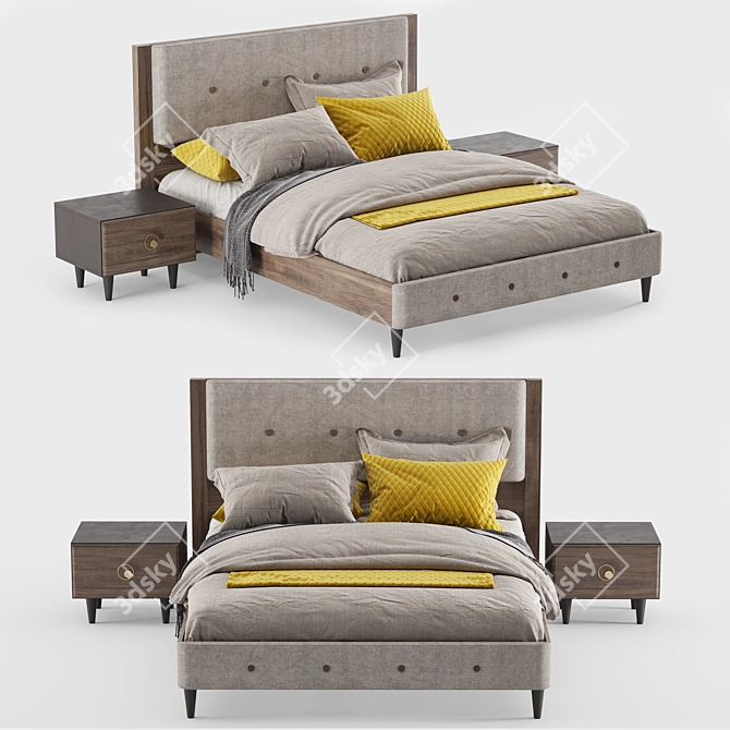 Rosa Bed  Queen Size  V-Ray & Corona  3Ds Max & OBJ Compatibility 3D model image 1