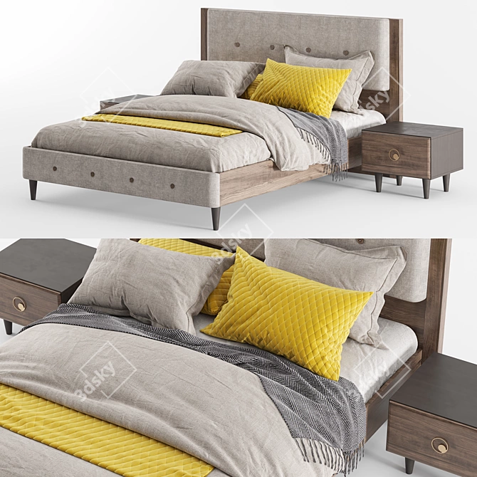 Rosa Bed  Queen Size  V-Ray & Corona  3Ds Max & OBJ Compatibility 3D model image 2