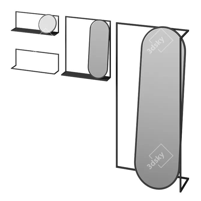 Ultimate Versatile Wall Mirror 3D model image 1