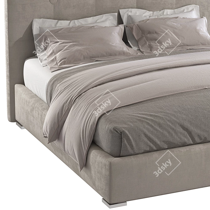 Elegant High-Fashion Bed 3D model image 2