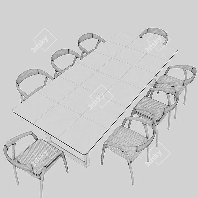 Modern 8-Piece Dining Set 3D model image 4