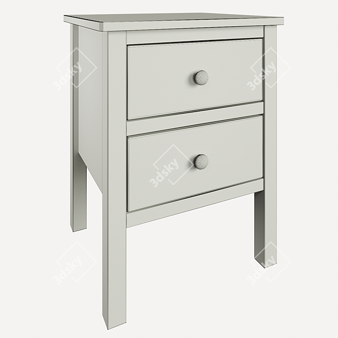 Ashin Bedside Table - 2 Drawer White/Wood 3D model image 8