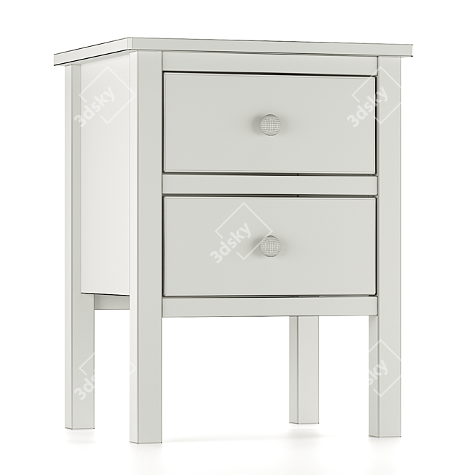 Ashin Bedside Table - 2 Drawer White/Wood 3D model image 11