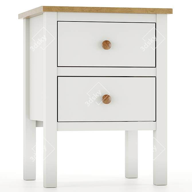 Ashin Bedside Table - 2 Drawer White/Wood 3D model image 16