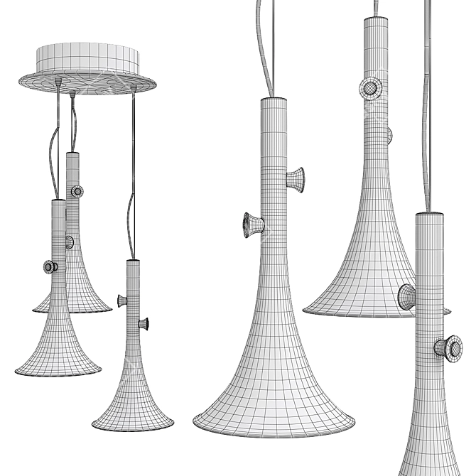 Modern Baffo Pendant Light 3D model image 2