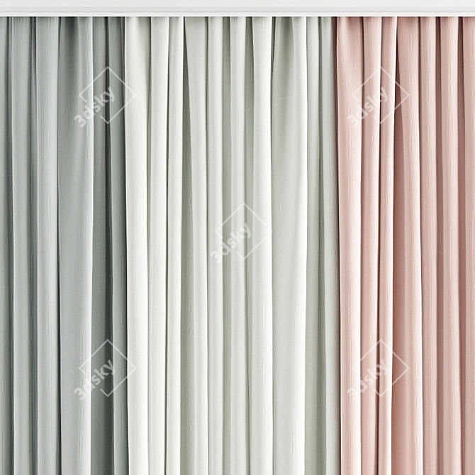 Elegant Polygonal Curtain Set 3D model image 4