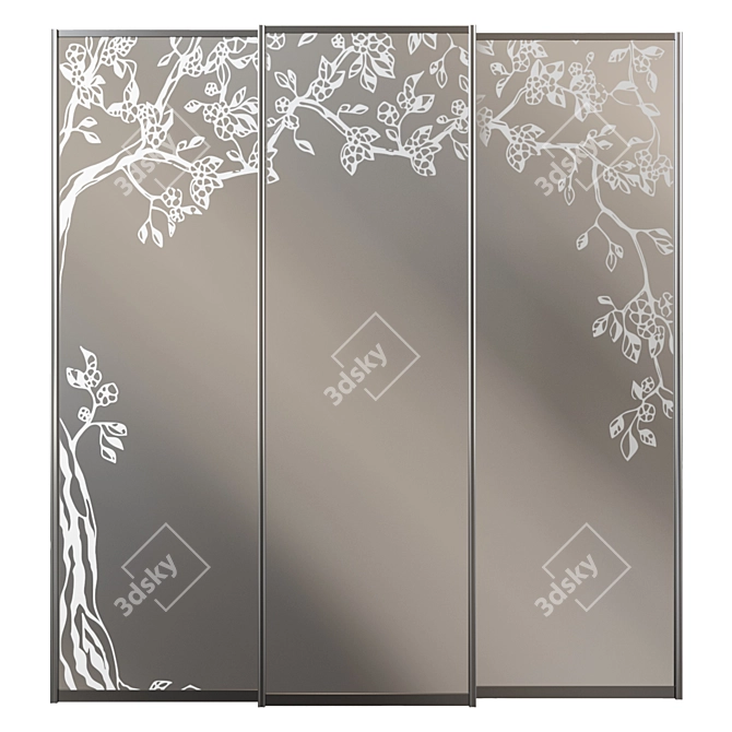 Elegant Sandblasted Sliding Doors 3D model image 1