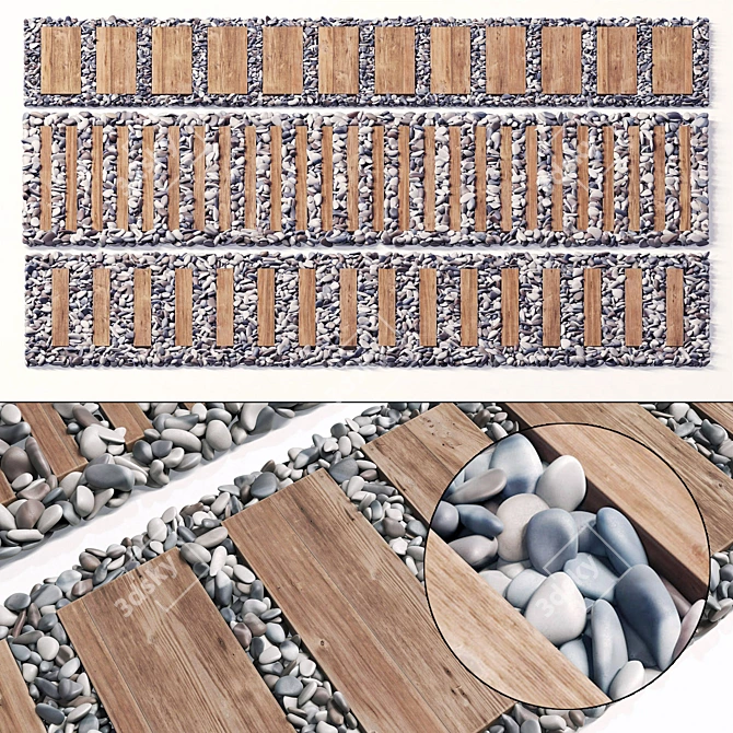 Title: Smooth Pebble Collection Board Road 3D model image 1
