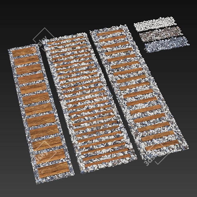 Title: Smooth Pebble Collection Board Road 3D model image 4