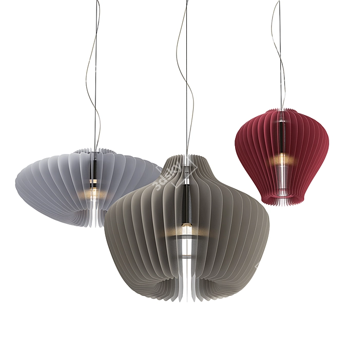 Elegant Lamella Pendant Light 3D model image 1