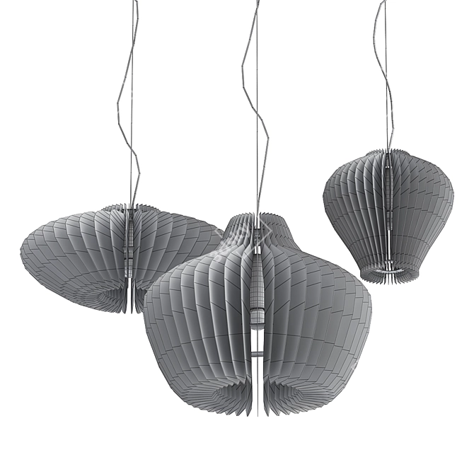 Elegant Lamella Pendant Light 3D model image 2