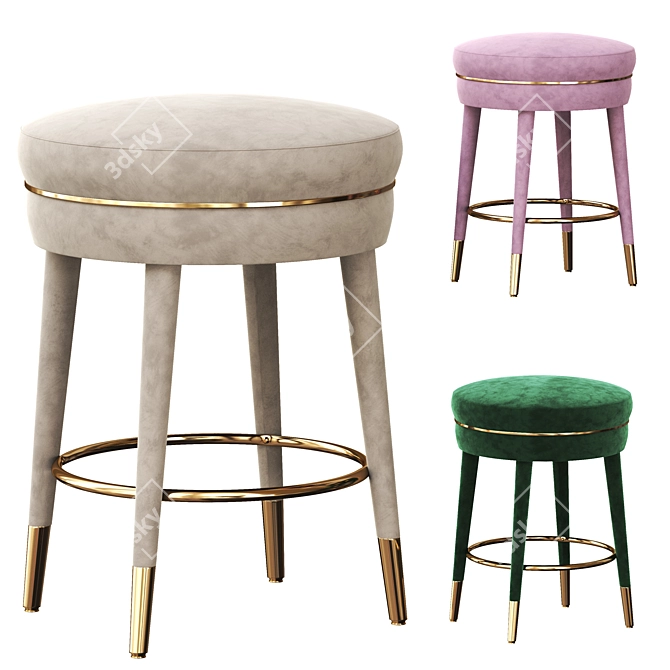 Parisian Counter Stool: Classic Elegance for Elevated Comfort 3D model image 1