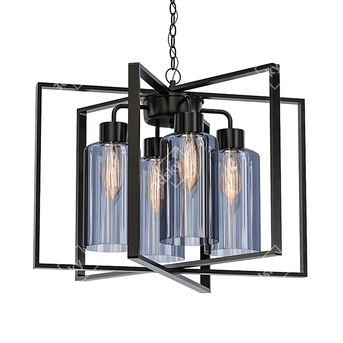 4light Black Gray Pendant Chandelier 3D model image 1