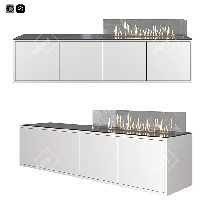 Elegant Biofireplace TV Stand 3D model image 1