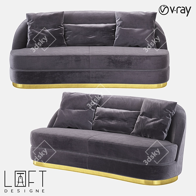 Sleek Modern Sofa with LoftDesigne - 2896 model 3D model image 1