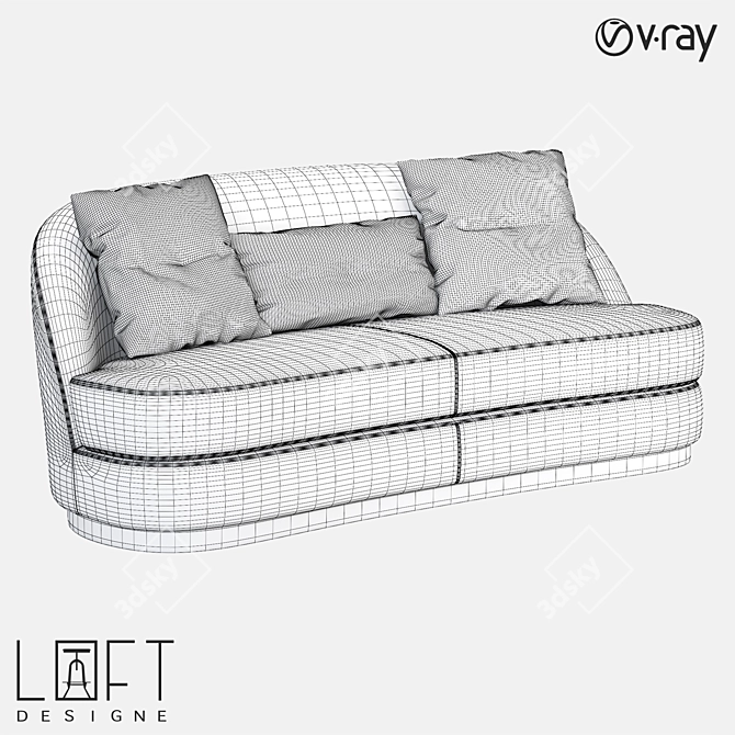 Sleek Modern Sofa with LoftDesigne - 2896 model 3D model image 2