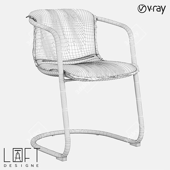 Modern Leather and Metal Chair 3D model image 2