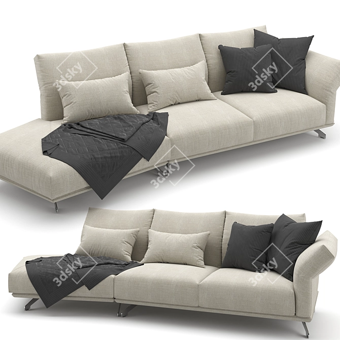 Elegant Wing Sofa: Tiziano Carnieletto 3D model image 3