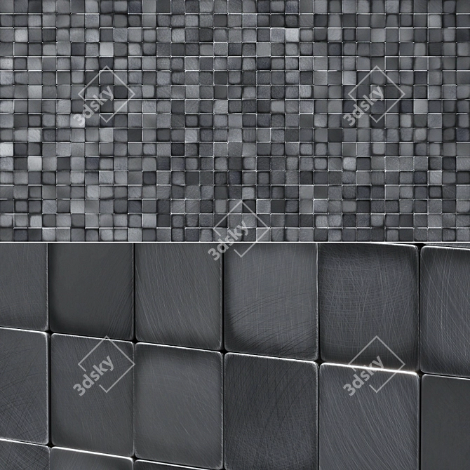 Metallic Square Wall Mosaic 3D model image 3