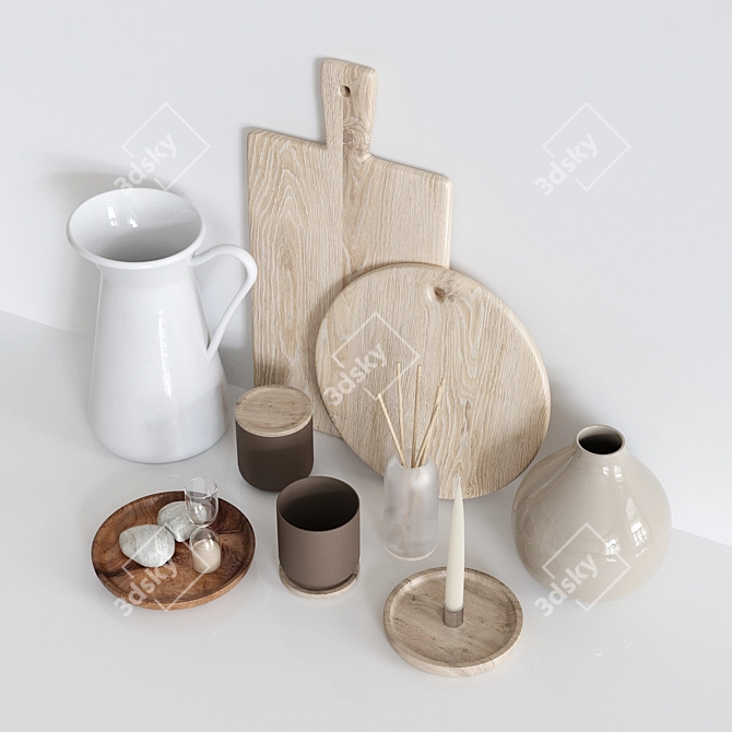 Stylish Kitchen Decor Set 3D model image 2