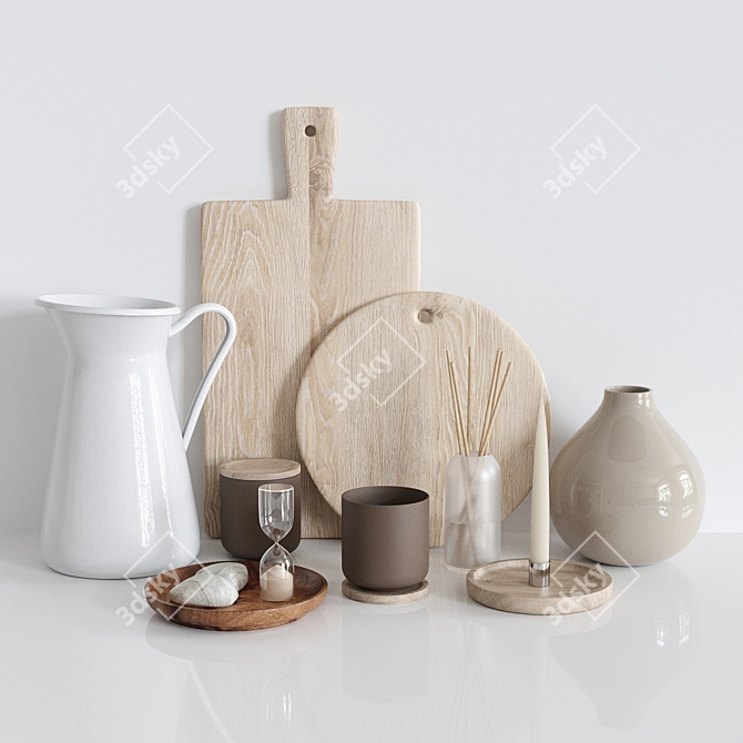 Stylish Kitchen Decor Set 3D model image 5