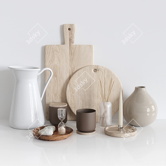 Stylish Kitchen Decor Set 3D model image 9