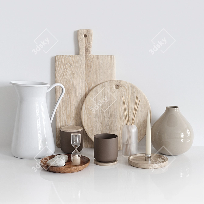 Stylish Kitchen Decor Set 3D model image 13