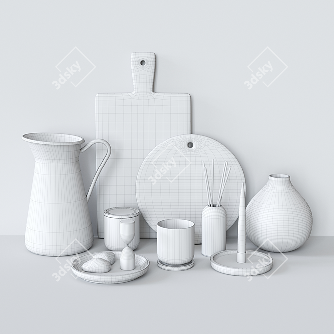 Stylish Kitchen Decor Set 3D model image 17