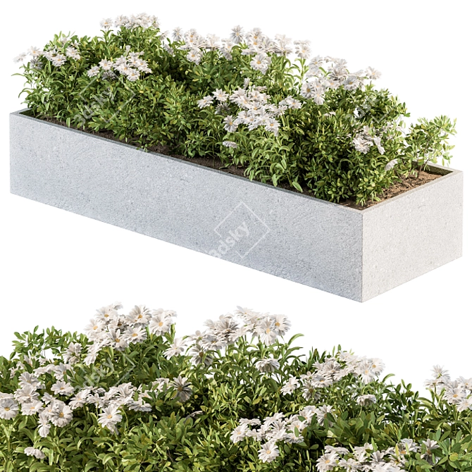 Beautiful White Flower Bush Set 3D model image 2