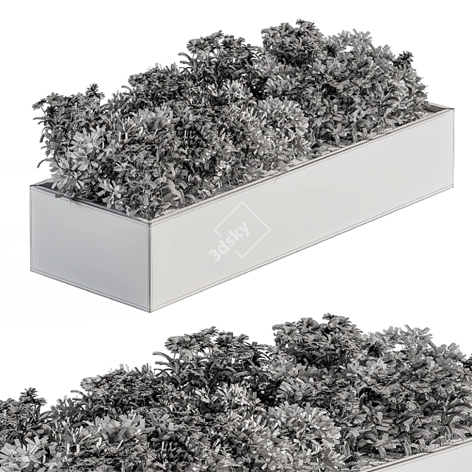 Beautiful White Flower Bush Set 3D model image 5