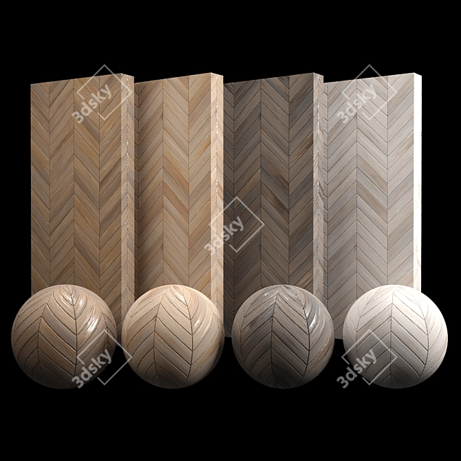 Maple Wood Chevron Tile: High-Quality PBR Texture 3D model image 1