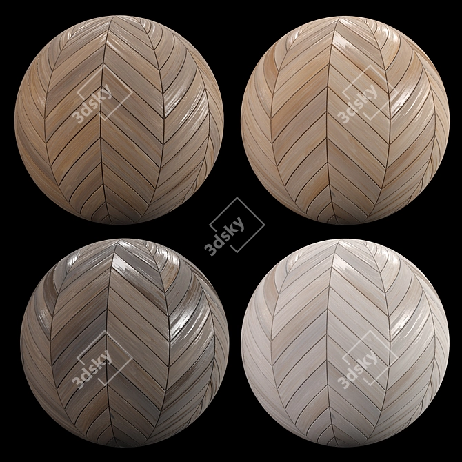 Maple Wood Chevron Tile: High-Quality PBR Texture 3D model image 2