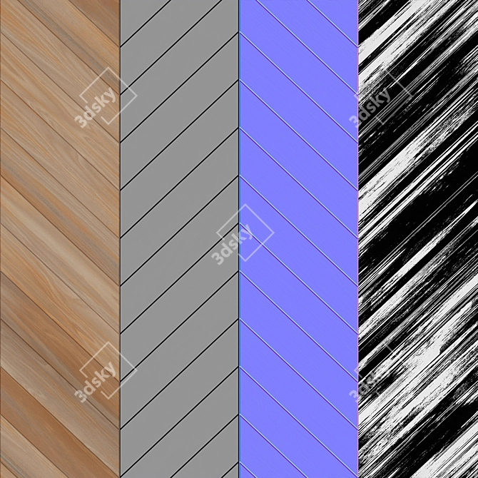 Maple Wood Chevron Tile: High-Quality PBR Texture 3D model image 3