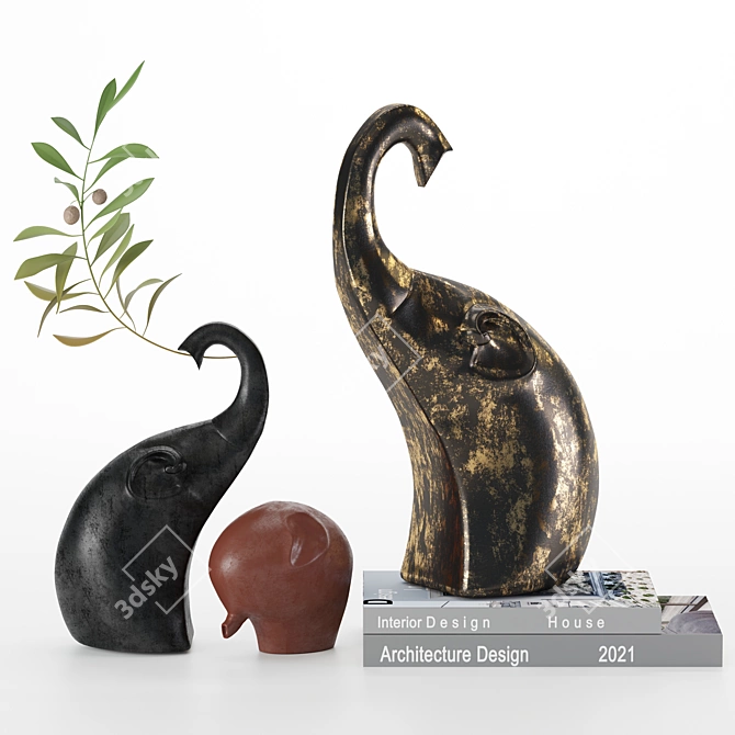 Enchanting Elephant Figurines: Exquisite Decor for Any Space 3D model image 1