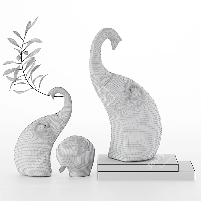 Enchanting Elephant Figurines: Exquisite Decor for Any Space 3D model image 5