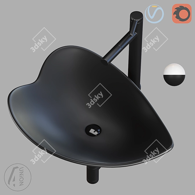 Black Heart Washbasin: Sleek and Stylish 3D model image 1