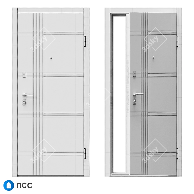 HI-TECH Entrance Door - Modern Style 3D model image 5