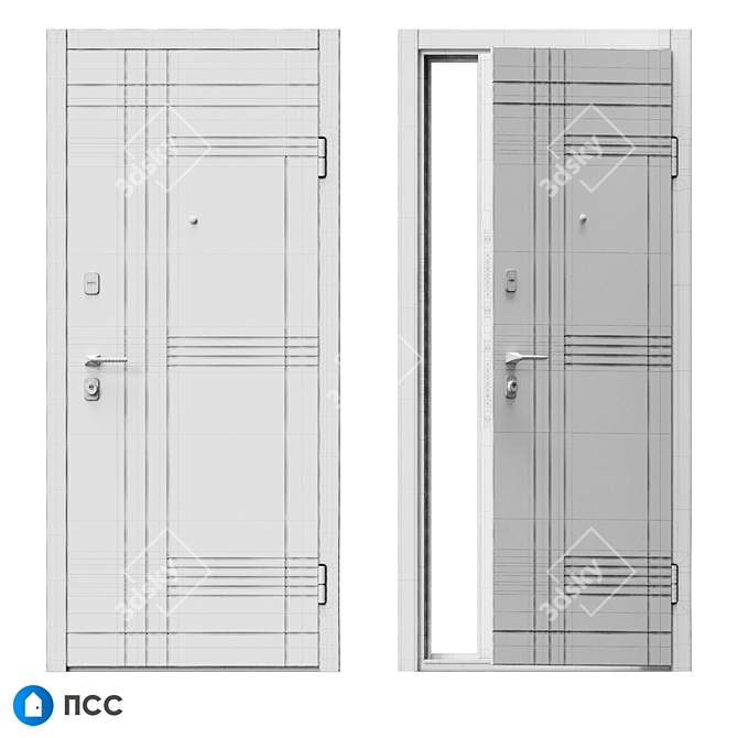 Hi-Tech Entrance Door HT-111 by PSS 3D model image 5