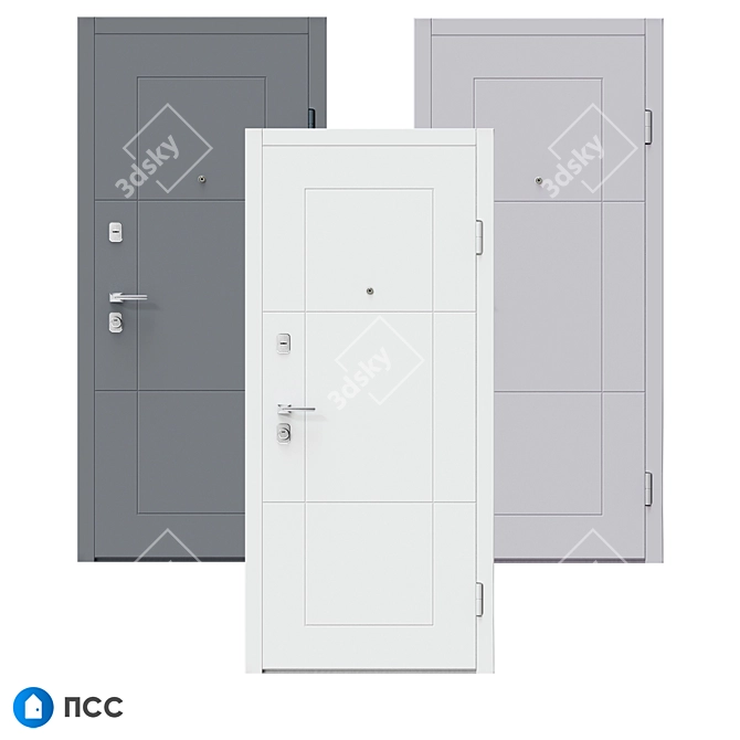 Modern Style Entrance Door - HT-114 3D model image 2