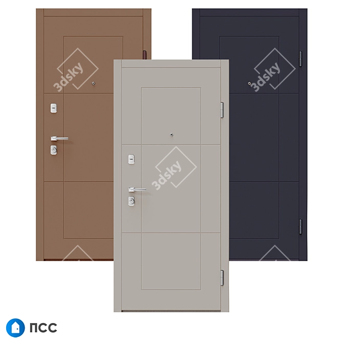 Modern Style Entrance Door - HT-114 3D model image 3