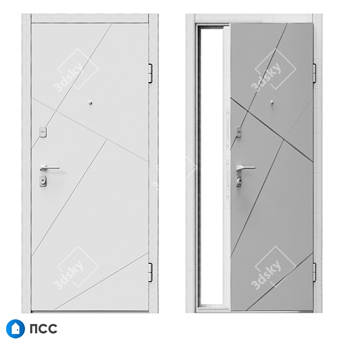 HI-TECH Entrance Door - Modern Style 3D model image 5