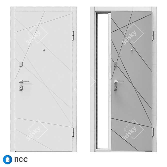 Sleek and Modern: ALASKA Entrance Door (HT-121) - PSS 3D model image 5