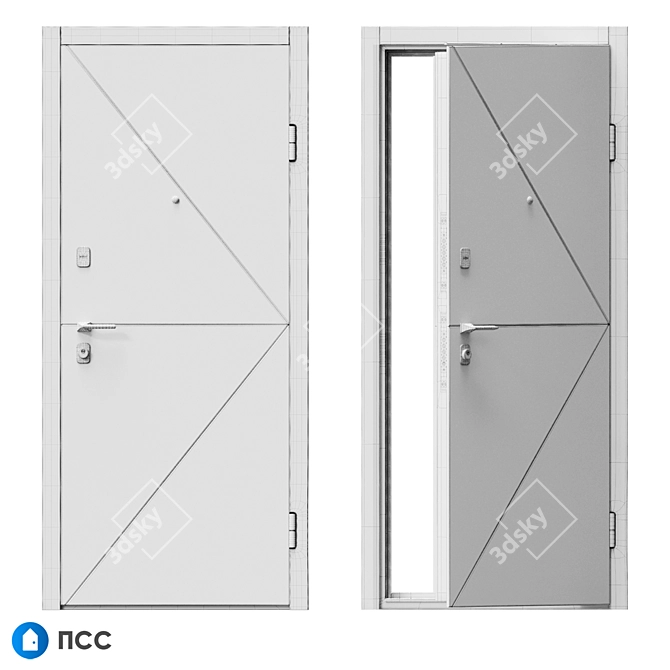 Modern Style Entrance Door - HT-128 3D model image 5