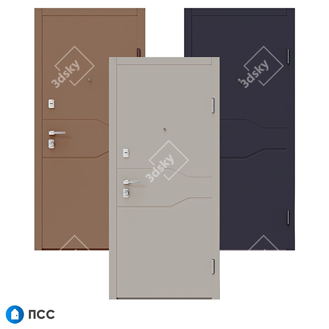 Sleek Hi-Tech Entrance Door - HT-131 3D model image 3