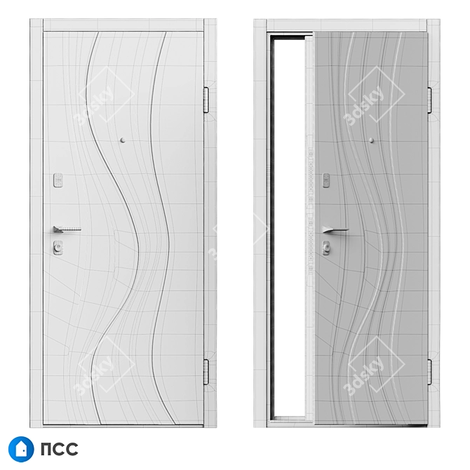 Hi-Tech Entrance Door: HT-133 Aluminium Design 3D model image 5