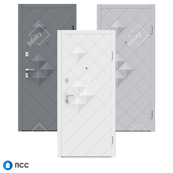 HT-135 Entrance Door: Modern Style, HI-TECH Collection 3D model image 2